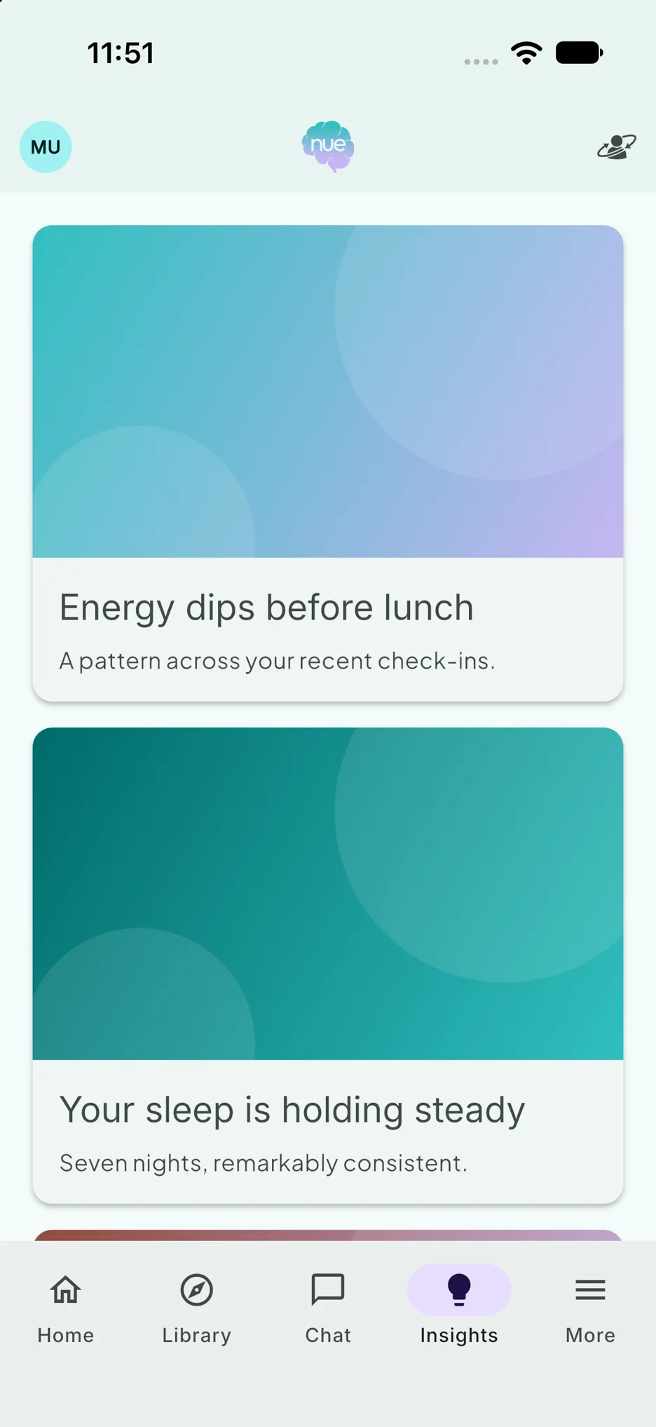 the insights feed in nue